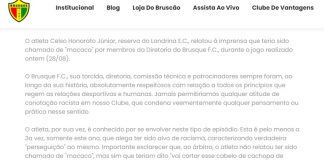 nota brusque racismo londrina celsinho