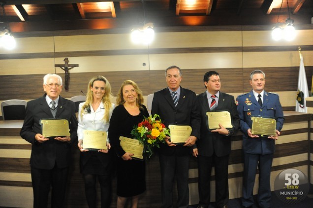 Receberam homenagem Pe. Alvino Milani, Dr. Edson Manoel da Silva, Capitão José Gamba Junior, Nelson Cadore, que não pôde estar presente por motivo de viagem e foi representado pelas filhas Jane e Joi